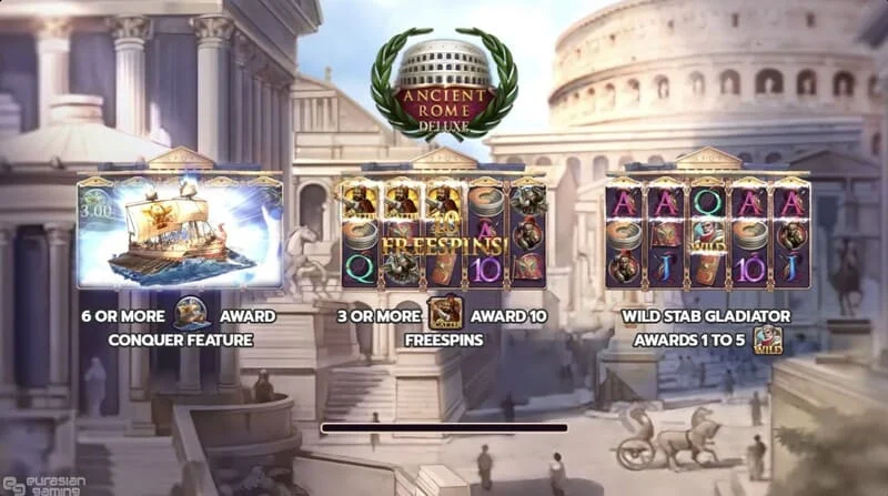 Ancient Rome Deluxe AI - skrin utama gelendong dan antara muka